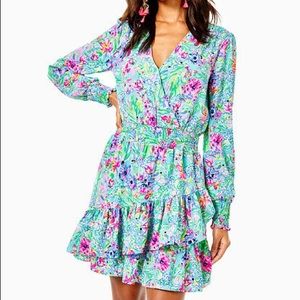 Christiana Stretch Dress in Amalfi Blue Alligator Isle Sz 2 NWT